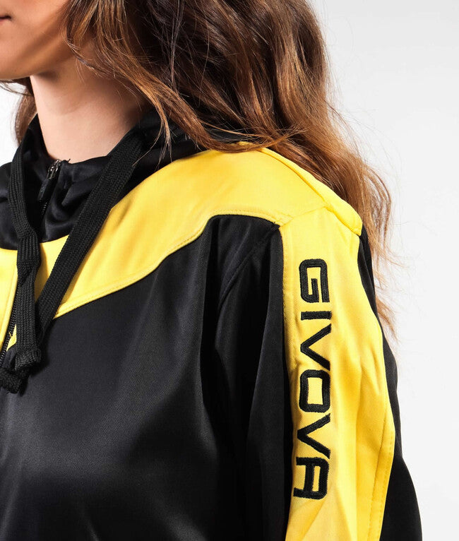 TUTA ROMA CON CAPPUCCIO POLARFLEECE NERO/GIALLO
