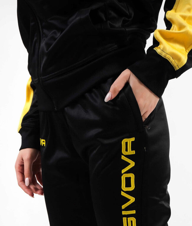 TUTA ROMA CON CAPPUCCIO POLARFLEECE NERO/GIALLO