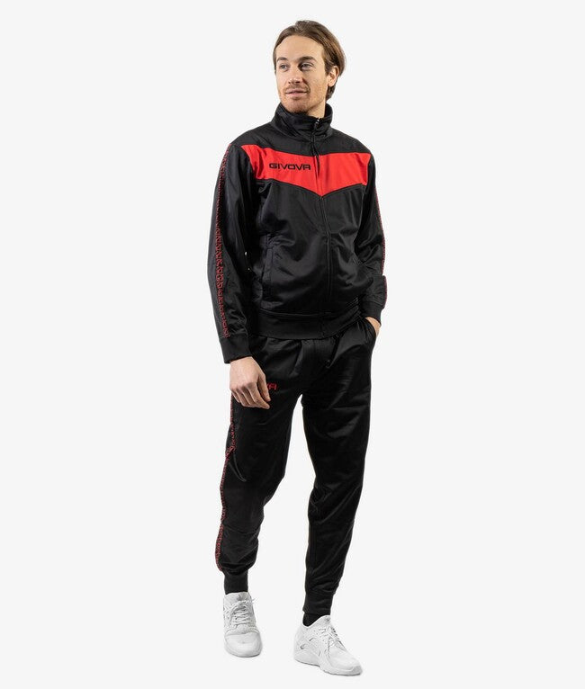 TUTA BANDA VISA TRIACETATO NERO/ROSSO