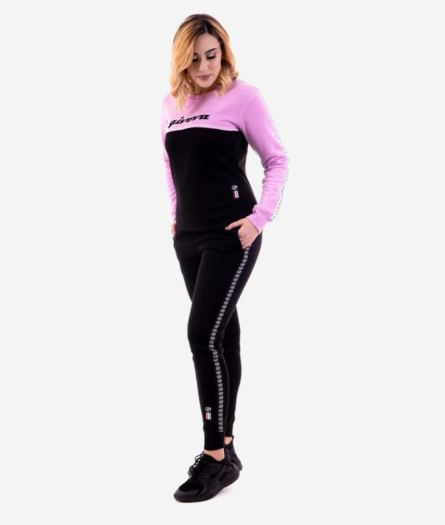 TUTA DONNA 100 G/COLLO CON BANDA IN FELPA LILLA/NERO