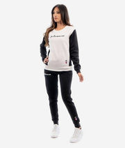 TUTA DONNA 102 G/COLLO CON TASCHE IN FELPA NERO/BIANCO