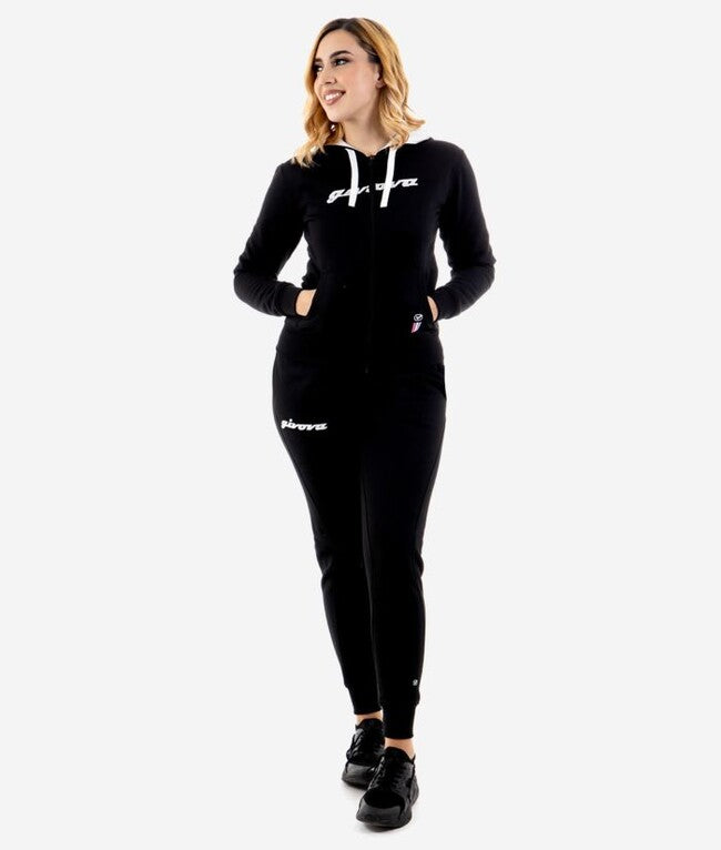 TUTA DONNA 105 PAILLETTES CON CAPP in FELPA NERO/BIANCO