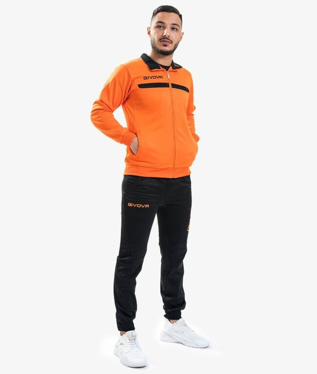 Komplet TUTA GIVOVA ONE FULL ZIP POLARFLEECE oranžna-črna
