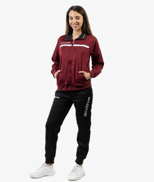 Komplet TUTA GIVOVA ONE FULL ZIP POLARFLEECE granatno rdeča-črna