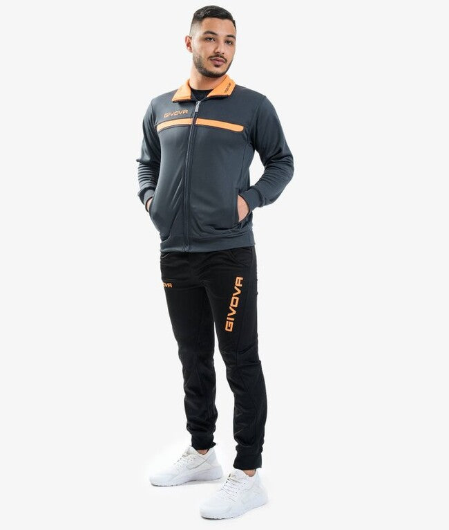 TUTA GIVOVA ONE FULL ZIP POLARFLEECE GRIGIO SCURO/ARANCIO FLUO