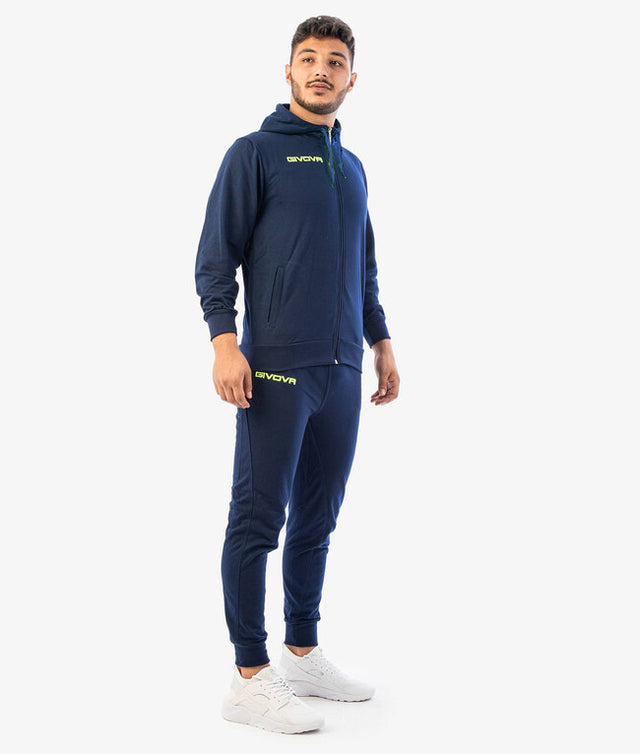 Komplet TUTA KING COTONE TERRY (POKER) modra-fluo rumena