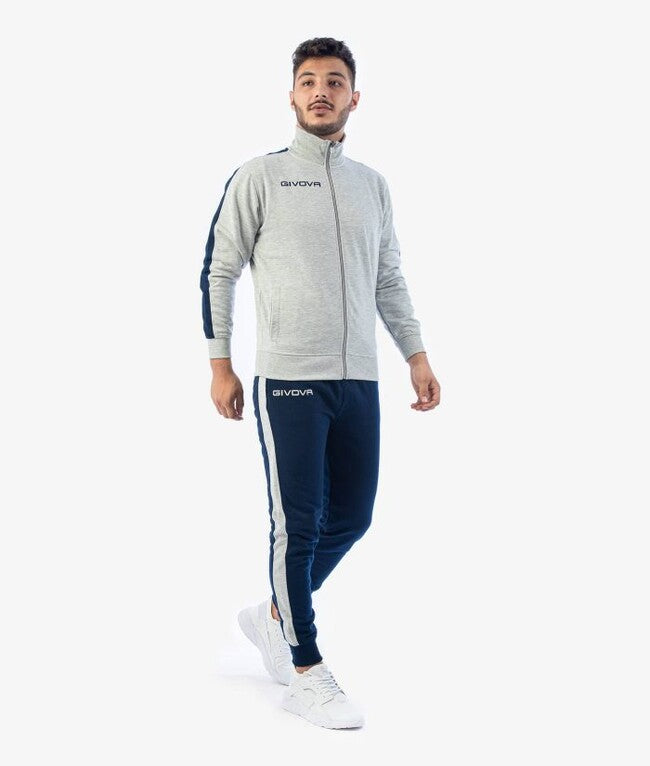 TUTA REVOLUTION FELPA GRIGIO  MELANGE CHIARO/BLU