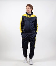 TUTA ROMA CON CAPPUCCIO POLARFLEECE BLU/GIALLO