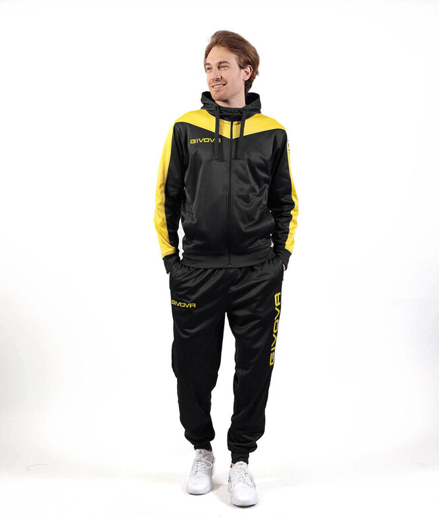 Komplet s kapuco TUTA ROMA CON CAPPUCCIO POLARFLEECE črno-rumena