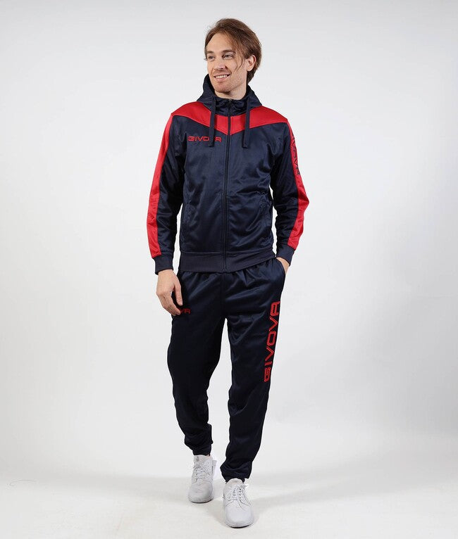 TUTA ROMA CON CAPPUCCIO POLARFLEECE ROSSO/BLU
