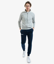 TUTA SCUOLA COTONE TERRY GRIGIO  MELANGE CHIARO/BLU