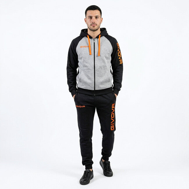 TUTA SUPER KING FELPA GRIGIO MEL.CHIARO/ARANCIO FLUO