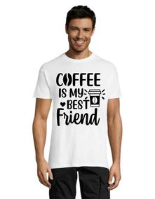 Coffee is my best friend moška majica bela 2XS