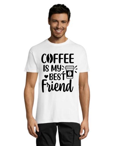 Coffee is my best friend moška majica bela L