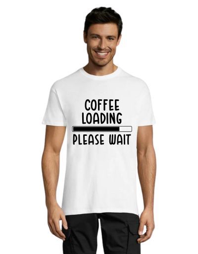 Nalaganje kave, počakajte moška bela majica 2XS