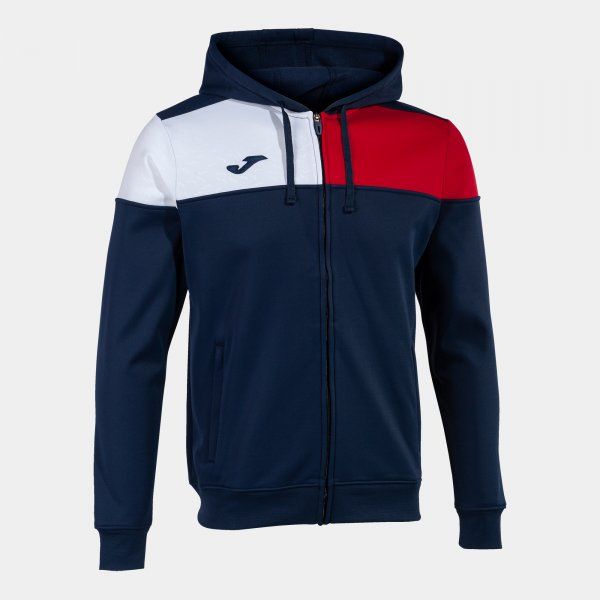 CREW V ZIP-UP HOODIE trenirka mornarsko rdeča bela M