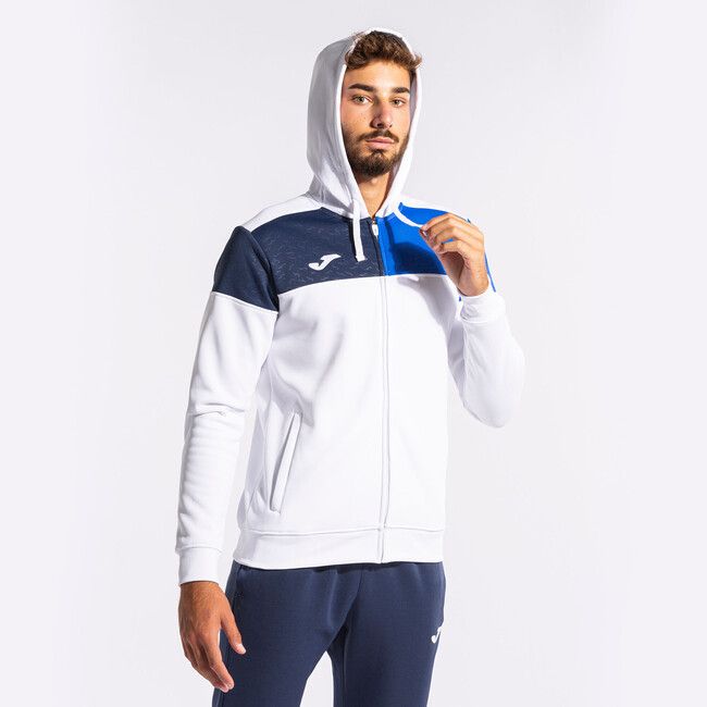 CREW V ZIP-UP HOODIE WHITE ROYAL NAVY 4XS