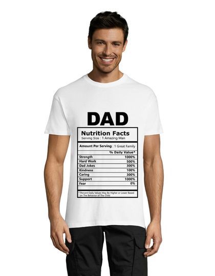 Moška majica s kratkimi rokavi Dad's Nutrition Facts bela 3XL