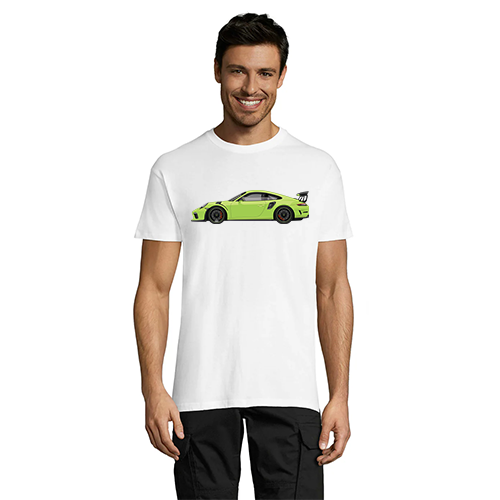 Zelena Porsche moška majica bela L