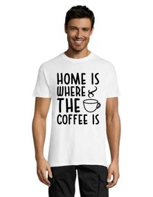Home is where the coffee je moška majica bela XL