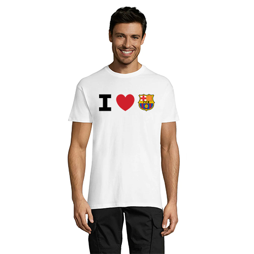I Love FC Barcelona moška majica bela 2XS