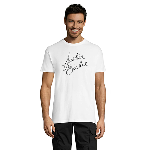 Justin Bieber Signature moška majica s kratkimi rokavi bela 2XL