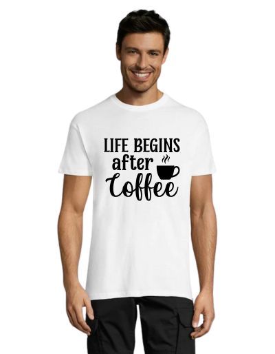 Življenje se začne po kavi moška majica bela 2XS