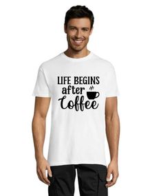 Življenje se začne po kavi moška majica bela 3XS