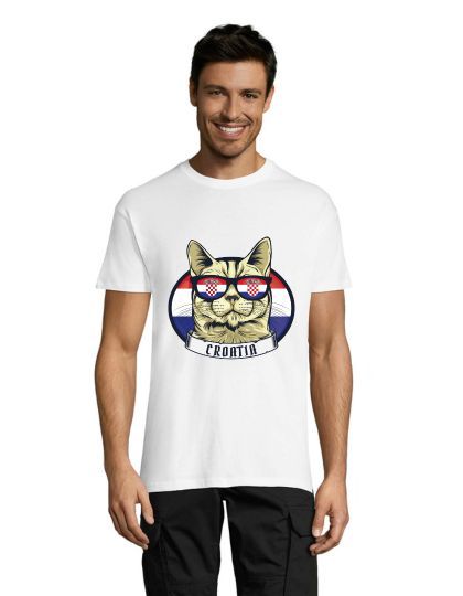 Moška majica Mačka s hrvaško zastavo bela L