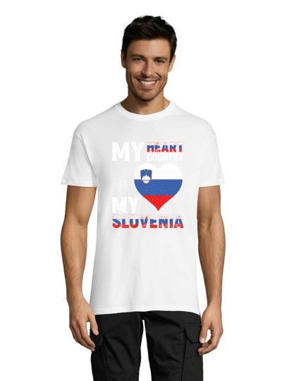 Moška majica Moje ognjišče, moja Slovenija bela 2XL