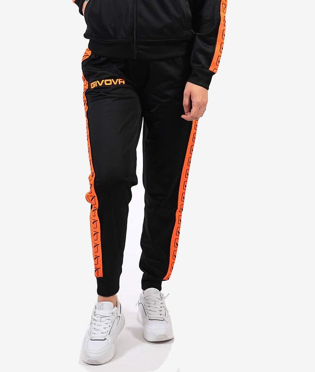 PANTALONE TRICOT BAND trenirke fluo narandžasta/crna S