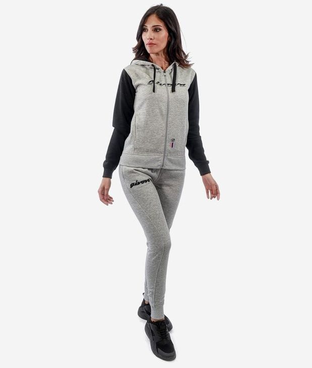 TUTA DONNA 103 CON CAPP. in FELPA komplet svetlo siva/crna 2XL