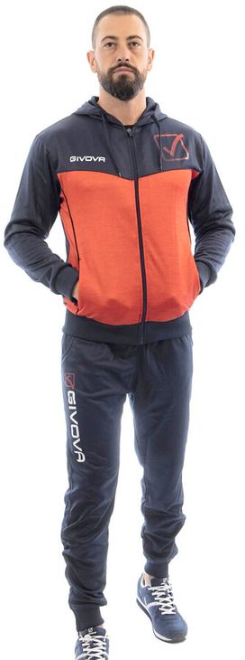 TUTA VISA MELANGE CON CAPPUCCIO POLARFLEECE komplet plavi/crveni melanž 2XL