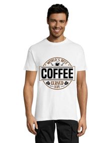 Najboljša kava na svetu, ki jo strežejo tukaj moška majica bela 2XL