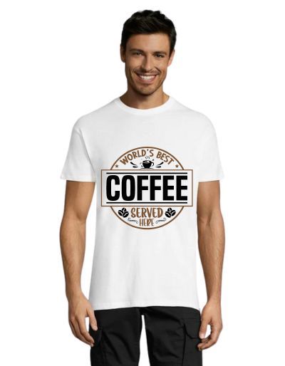Najboljša kava na svetu, ki jo strežejo tukaj, moška bela majica 2XS